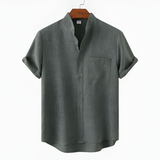 Men's Mandarin Collar Polo Shirt - Casual Outing