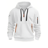 Men's Quarter Zip Utility Hoodie - Casual Streetwear