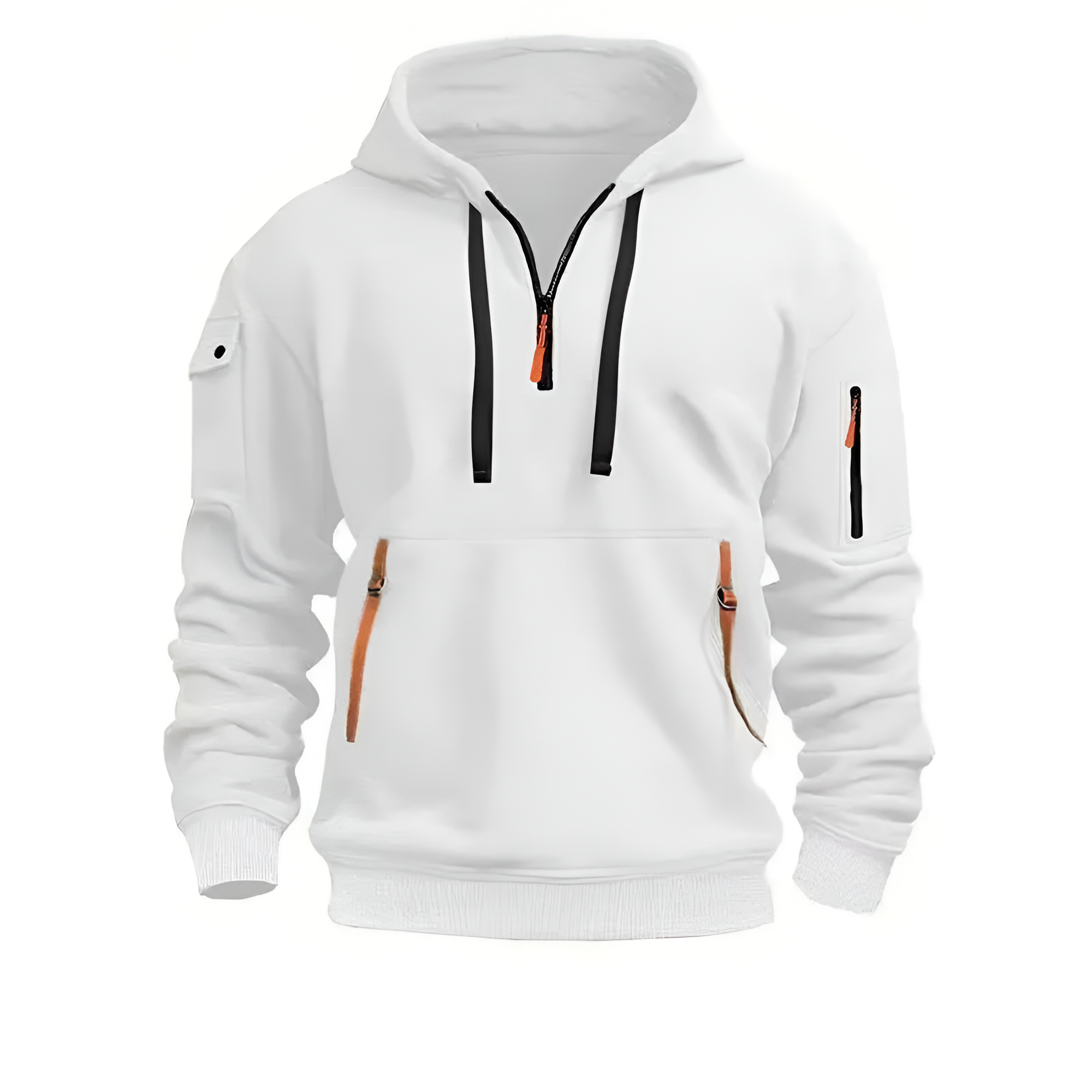 Men's Quarter Zip Utility Hoodie - Casual Streetwear