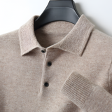 Men's Long Sleeve Knitted Polo Shirt - Casual Wear