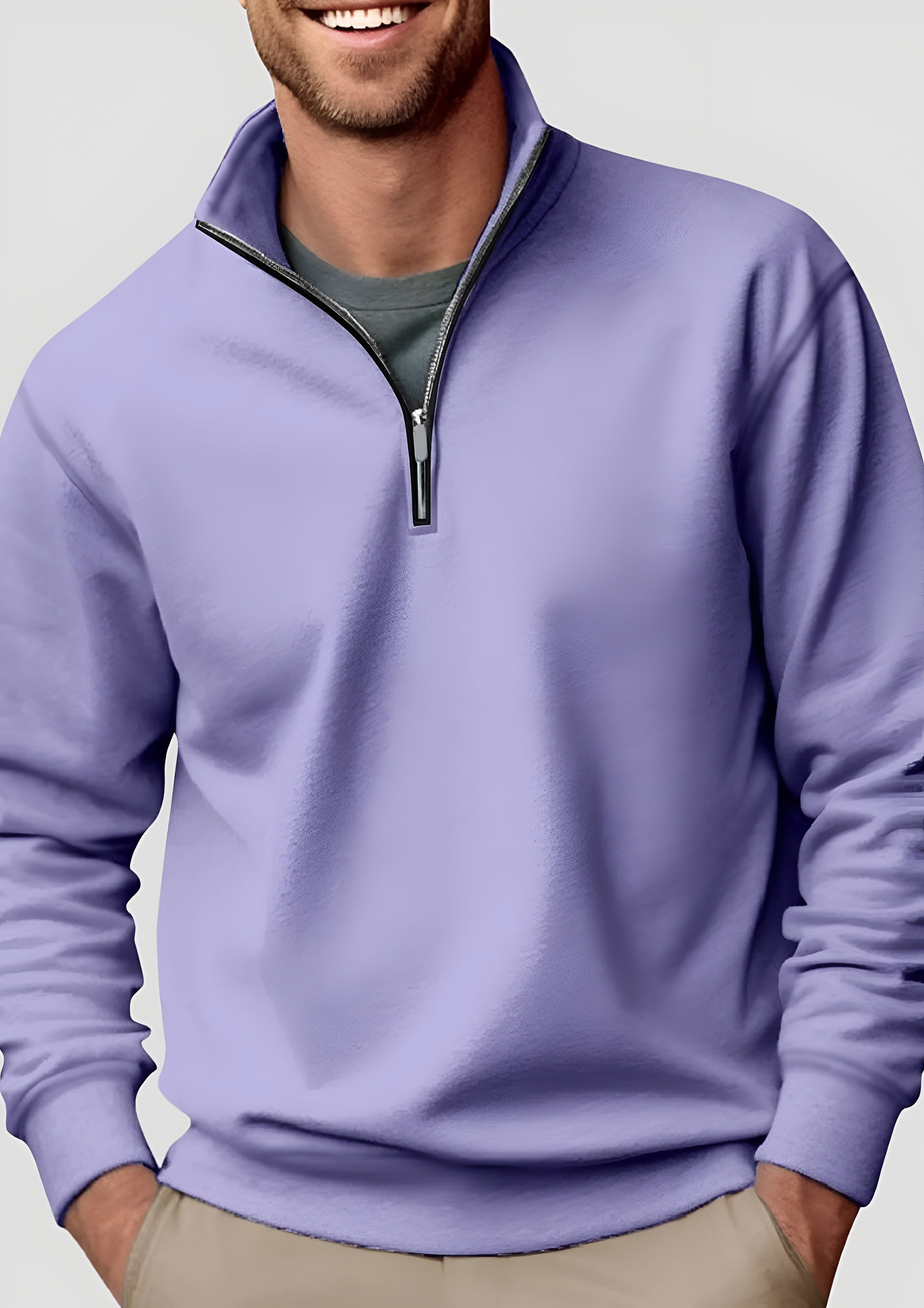 Men’s Quarter Zip Collar Sweatshirt - Casual Winter Wear