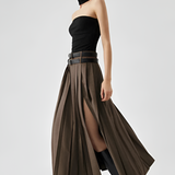 Women's High Waisted Pleated Maxi Skirt - Casual Chic