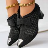 Women's Pointed Toe Block Heel Shoes - Party Wear