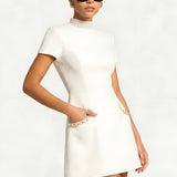 Women’s Pearl Trim Mini Dress - Casual Wear