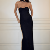 Women's Strapless Ruched Mesh Maxi Dress - Evening Gala