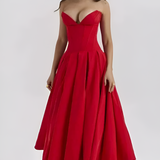 Women's Strapless Corset Midi Dress - Special Occasion