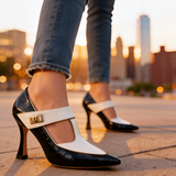 Women's Pointed Toe T-Strap Heels - Evening Wear