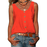 Women's Button Front Sleeveless Top - Summer Casual Wear