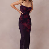 Women’s Mesh Maxi Dress - Floral Evening Wear