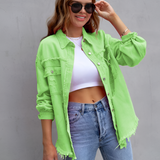 Women's Distressed Frayed Hem Shirt - Casual Daily Wear