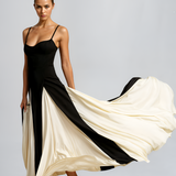 Women's Slim Fit Contrast Maxi Dress - Event Wear