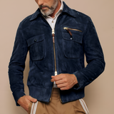 Men's Slim Fit Suede Harrington Jacket - Casual Wear