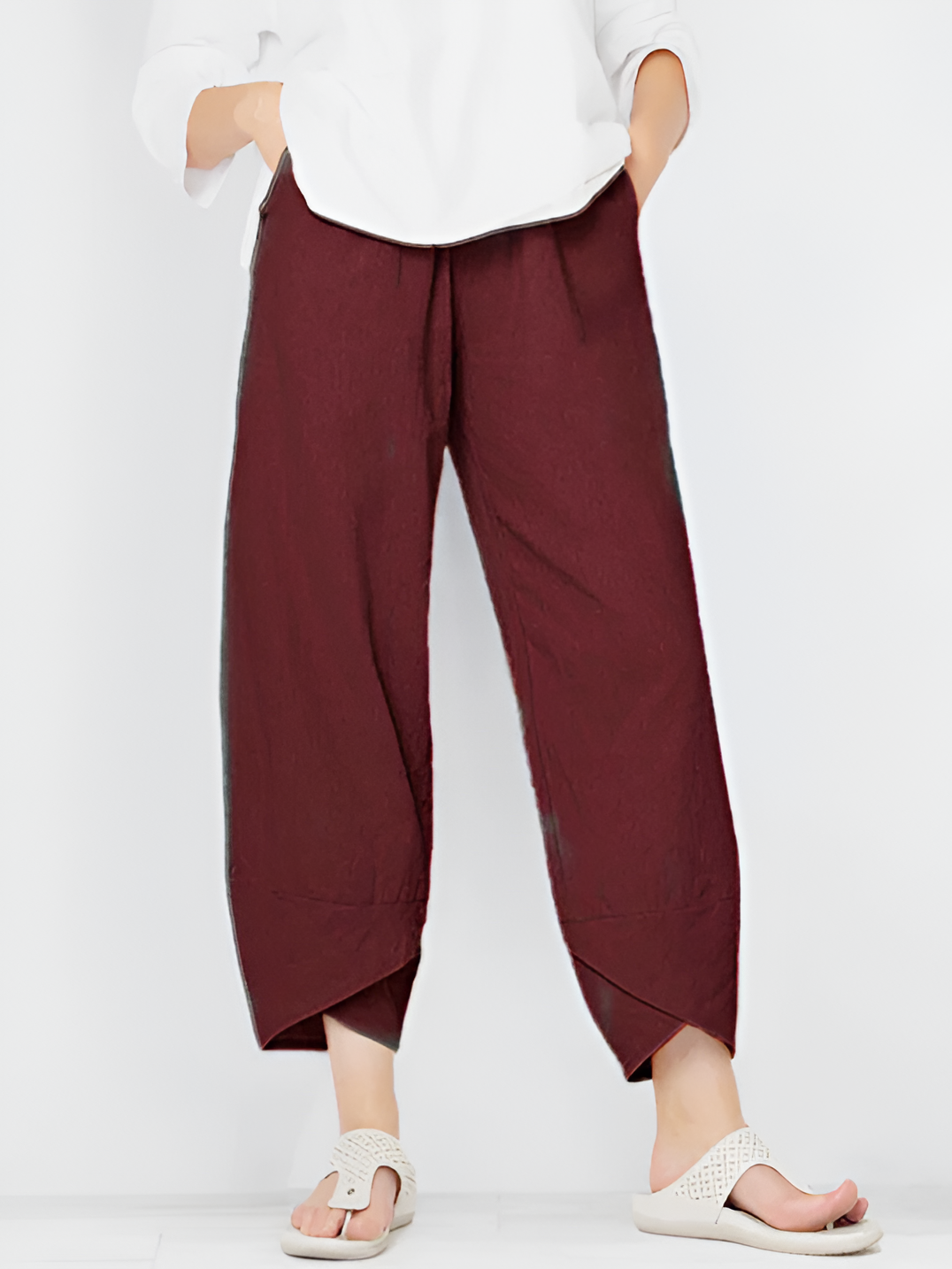 Women's Tulip Hem Wide Leg Trousers - Casual Everyday Wear