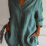 Women's Textured Long Sleeve Shirt - Casual Daily Wear