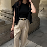 Women's Gold Buckle Slim Waist Belt - Office Wear