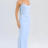 Women's Ruched Mesh Maxi Dress - Formal Evening Gown