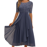 Women's Floral Chiffon Midi Dress - Wedding Guest