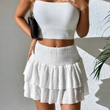 Women's Tiered Ruffle Mini Skirt - Casual Summer Wear