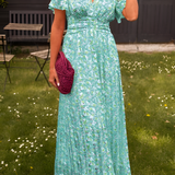 Women's Maxi Dress Floral Print Flutter Sleeve - Outdoor Event