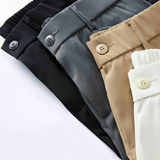 Men's Elastic Waist Pleated Trousers - Office Wear