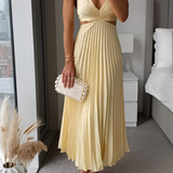 Women's Pleated Cut-Out Midi Dress - Evening Party
