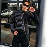 Men's Shiny Padded Puffer Jacket - Outdoor Winter Wear