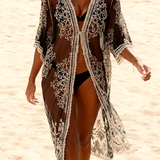 Women's Embroidered Mesh Long Cover Up - Beach Vacation