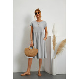 Women's Short Sleeve Smock Midi Dress - Casual Wear