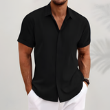Men's Short Sleeve Button Down Textured Shirt - Casual Summer Wear