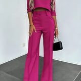 Women’s Cropped Top 2 Piece Set - Smart Casual