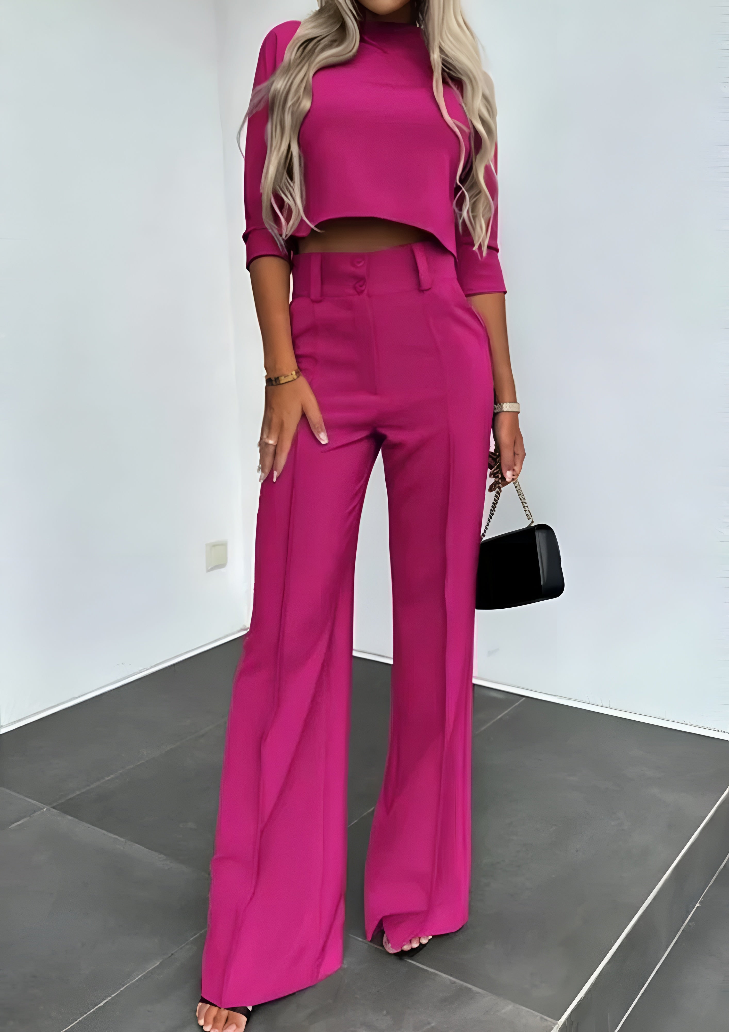 Women’s Cropped Top 2 Piece Set - Smart Casual