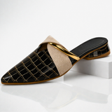Women's Croc Embossed Pointed Toe Mules - Professional Office Wear