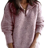 Women’s Zip-Up Ribbed Sweater - Everyday Winter Wear