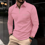 Men's Slim Fit Quarter Zip Polo Shirt - Smart Casual