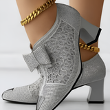 Women's Pointed Toe Block Heel Shoes - Party Wear