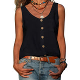 Women's Button Front Sleeveless Top - Summer Casual Wear
