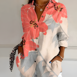 Women's Floral Print Long Sleeve Shirt - Casual Wear