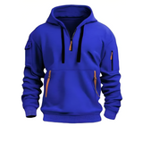 Men's Quarter Zip Utility Hoodie - Casual Streetwear