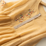 Women's Embroidered A-Line Midi Dress - Casual Outing