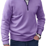 Men’s Knitted Half-Zip Pullover Sweater - Casual Winter Wear