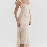 Women's Corset Ruched Mermaid Dress - Formal Occasion