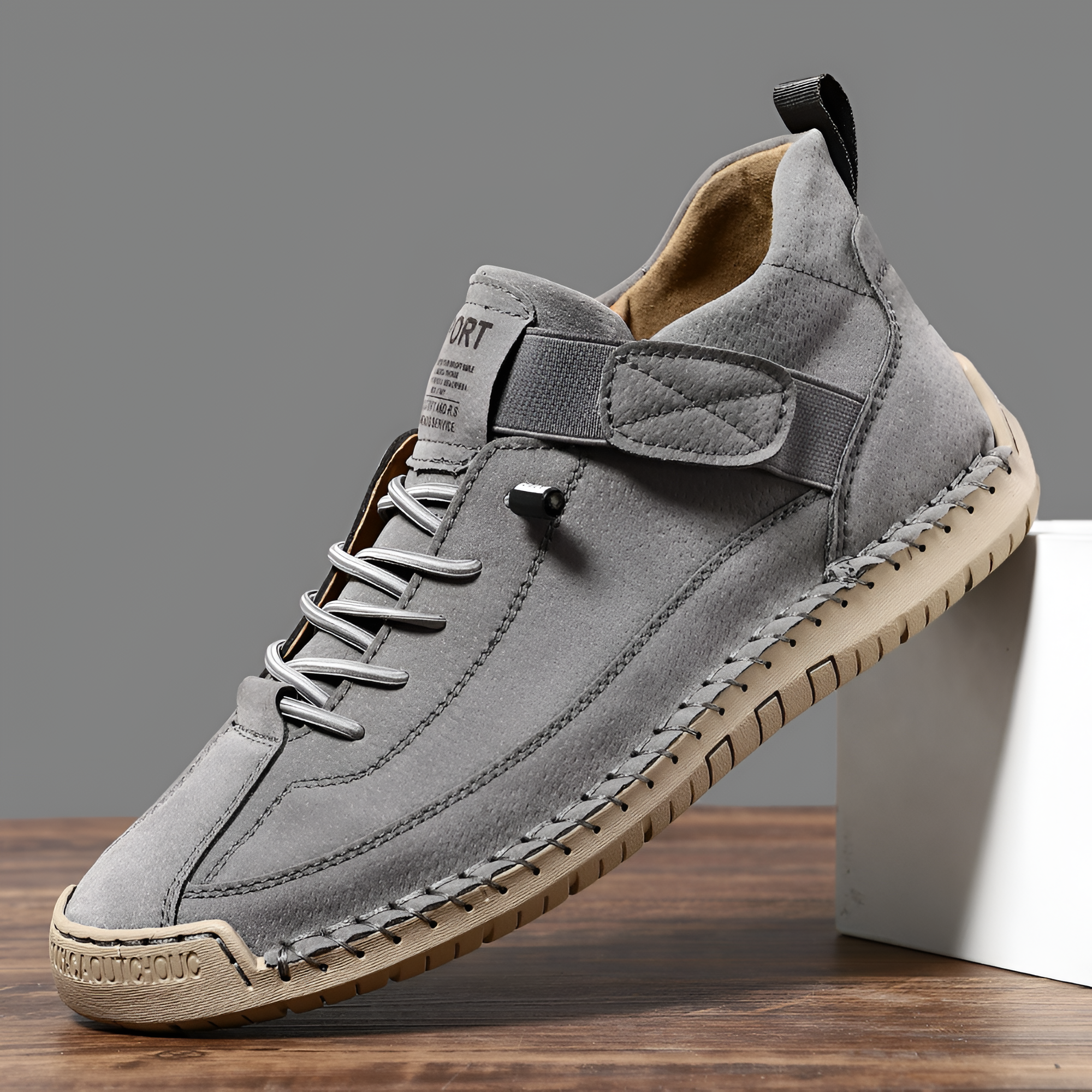 Men's Lace Up Hand Stitched Sneakers - Casual Outdoor Wear