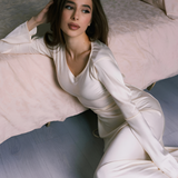 Women's Maxi Dress Long Bell Sleeve Drape Neck - Evening Wear