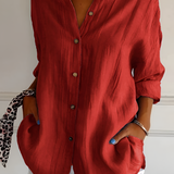 Women's Textured Long Sleeve Shirt - Casual Daily Wear