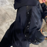 Women's Sequin Trim Hooded Tracksuit - Casual Loungewear