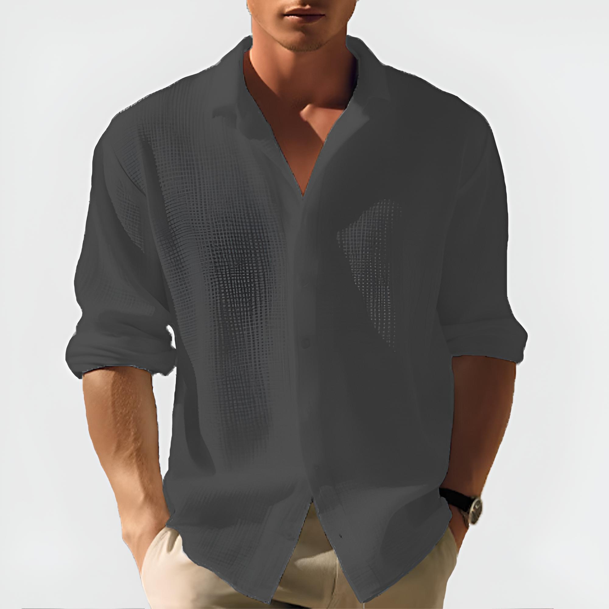 Men's Textured Relaxed Shirt - Casual Wear