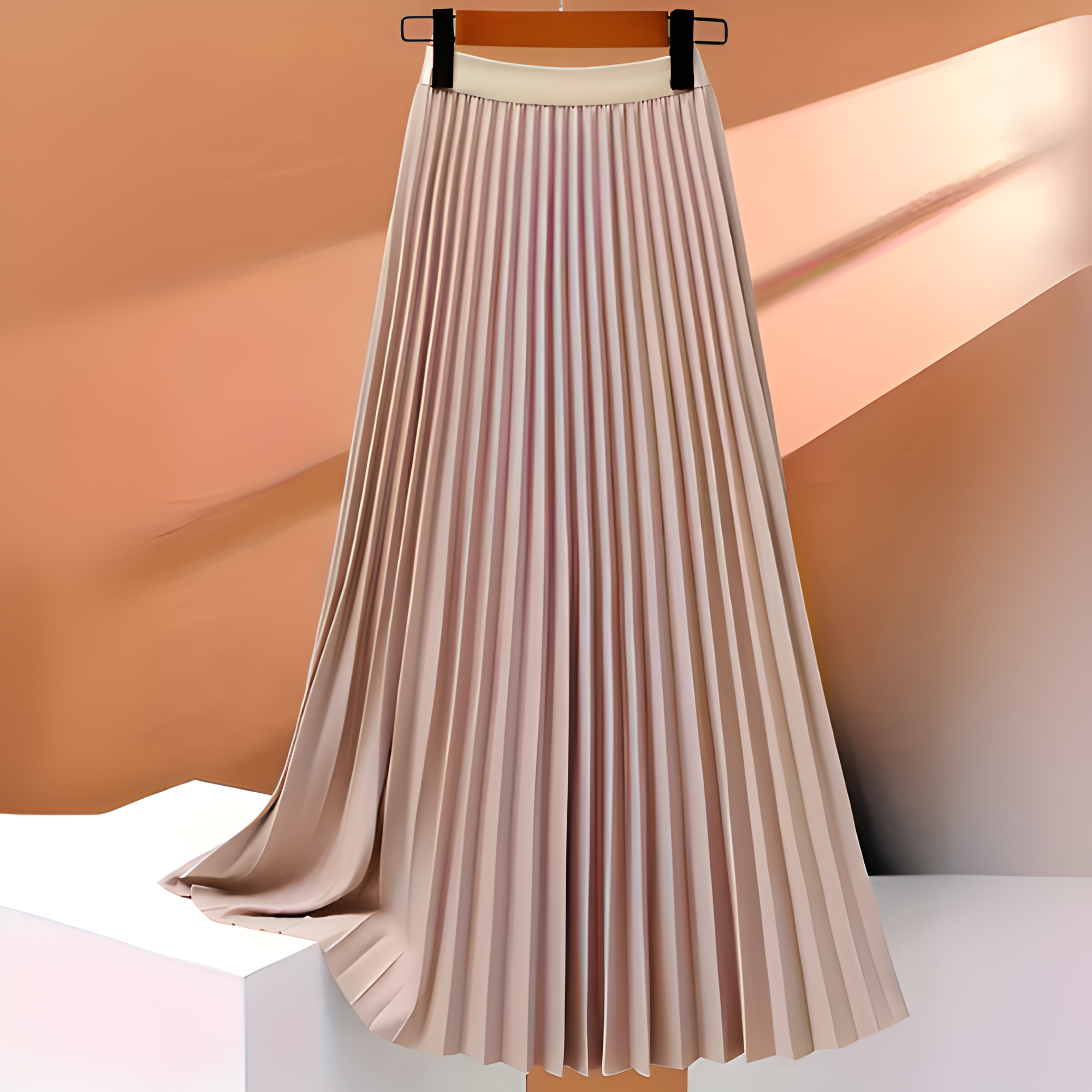 Women's Pleated Skirt High-Waisted A-Line Style - Office Wear