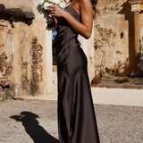 Women's Cowl Neck Ruched Midi Dress - Formal Event