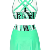 Women's Swimsuit Set Patterned Bodice - Beach Vacation