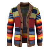 Men's Striped Shawl Collar Cardigan - Casual Outerwear